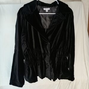Joan Rivers  Black Velvet Jacket With Smocking And Stylish Buttons 2X